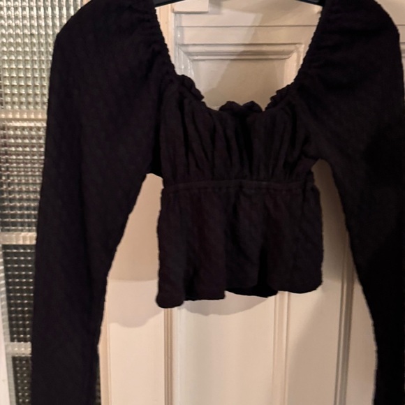 Free People Ladybug Long Sleeve Sweetheart Neck Top Black XS - Picture 4 of 9